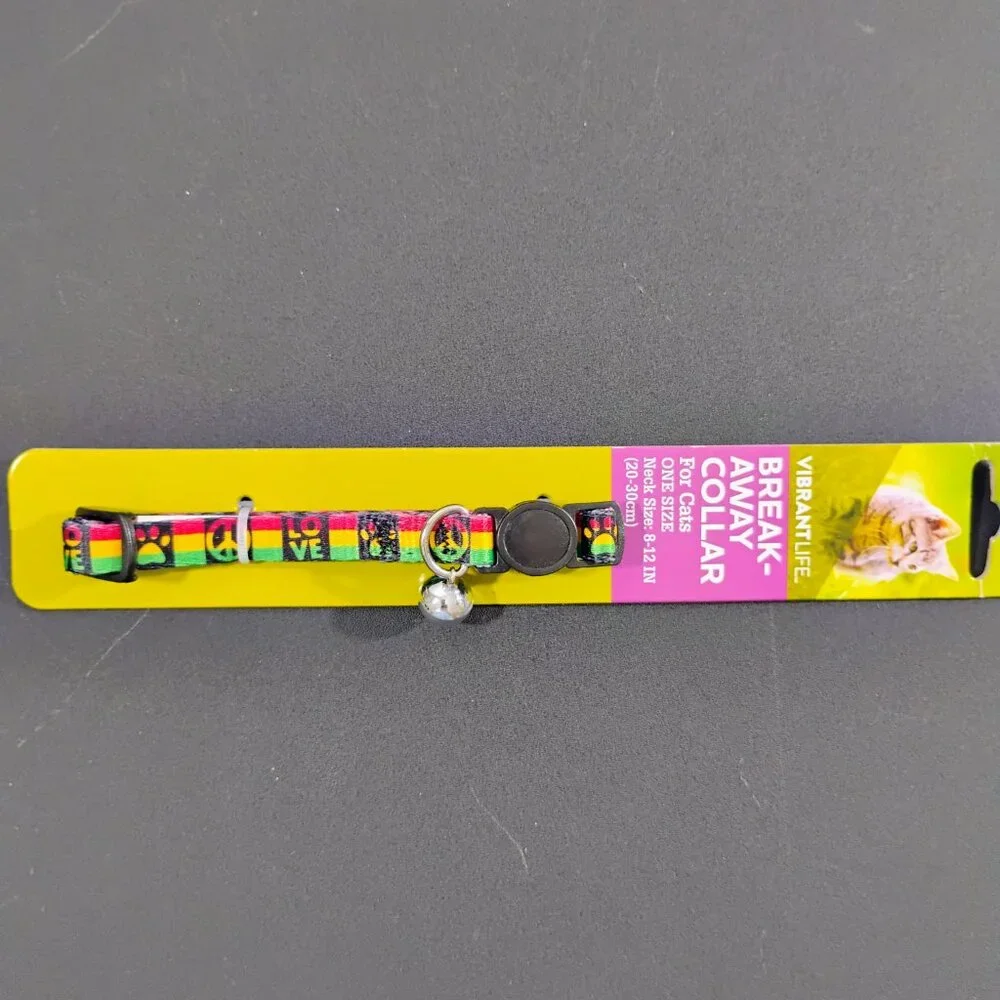 🐾 Vibrant Life Breakaway Adjustable Cat Collar w/ Bell | New